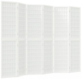 6-paneles fehér japán stílusú összecsukható paraván 240x170 cm