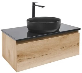 SAT B-Way Fürdőszobaszekrény mosdóval és gránit fedőlappal 79x30x45 cm tölgy BWAY80OAKZUB