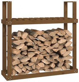 mézbarna tömör fenyőfa tűzifatartó állvány 110 x 35 x 108,5 cm