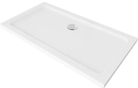 Mexen Flat téglalap alakú, slim zuhanytálca 130 x 70 cm, fehér, króm szifon - 40107013