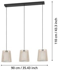 Eglo 900903 - Csillár zsinóron FATTORIA 3xE27/25W/230V