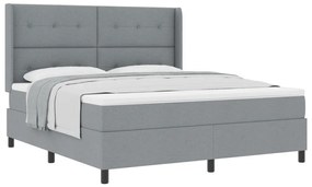 Boxspring Ágy Matraceval Világosszürke 180x200 cm Szövet