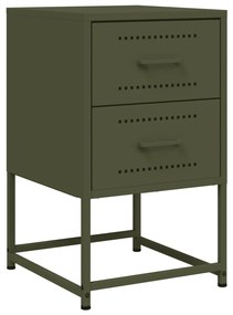 2 db olívazöld acél éjjeliszekrény 36x39x60,5 cm