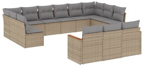 13részes vegyes bézs polyrattan kerti ülőgarnitúra párnákkal
