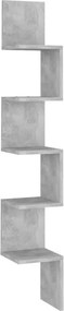 vidaXL betonszürke szerelt fa fali sarokpolc 20 x 20 x 127,5 cm