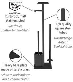Fekete rozsdamentes acél WC-papír tartó állvány kefével Debar – Wenko