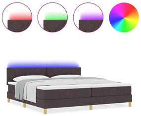 Boxpring ágy matraccal &amp; LED Sötétbarna 200x200 cm Szövet