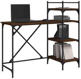 barna tölgyszínű számítógépasztal polcokkal 120x47x109 cm