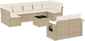 vidaXL 10 részes bézs polyrattan kerti ülőgarnitúra párnával