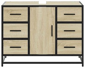 Sonoma tölgy szerelt fa fürdőszobai mosdószekrény 80x33x60 cm