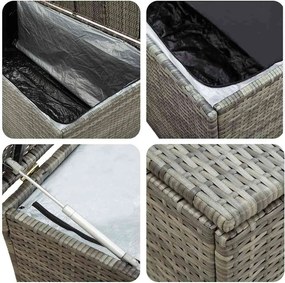 Szürke Polyrattan Kerti Tárolóláda 200 X 50 X 60 Cm