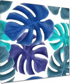 Vászonkép 90x90 Monstera Levelek Kék