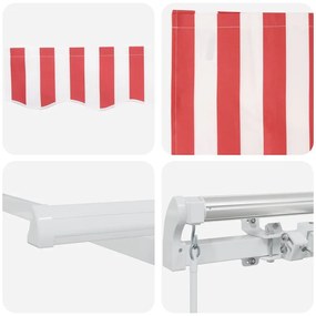 Behúzható napellenző Piros és fehér 350 x 250 cm szövet