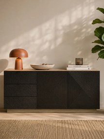 Asha komód 167 cm kétajtós fiókos - artisan / fekete matt