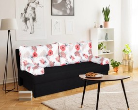 Alfi Antracit kanapéágy 192x80x77 cm tárolódobozzal, Rózsavirág