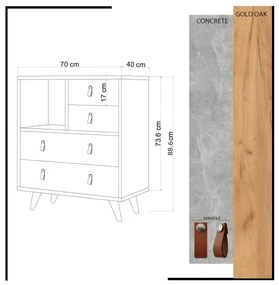 Komód WITLOF 87x70 cm barna/szürke