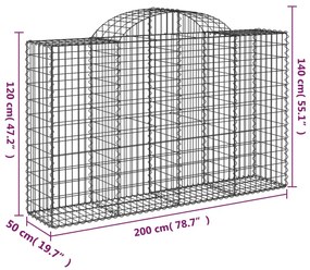 30 db íves horganyzott vas gabion kosár 200x50x120/140 cm