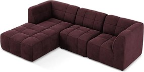 Borvörös bársony sarokkanapé (bal oldali-heverő résszel) Aloha – Makamii