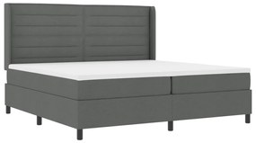 Boxspring Ágy Matraccal és LED Fekete Szürke 200x200 cm Szövet