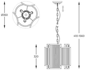 Zuma Line P0528-03A-V6AC - Csillár láncon SERGIO 3xE14/60W/230V arany