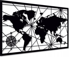 Fából Készült Világtérkép Fali Dekoráció Áttört XL Képek Nappali Triptichon