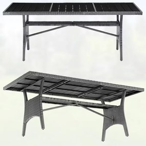 Deuba Takeo rattan asztal 190x90x74 cm - szürke