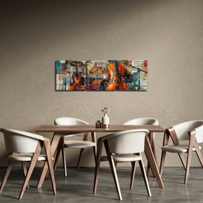 Kép - Hangszerek (órával) (90x30 cm)