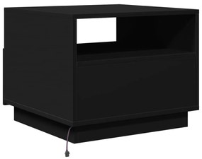 fekete dohányzóasztal LED-lámpákkal 50x49x40 cm