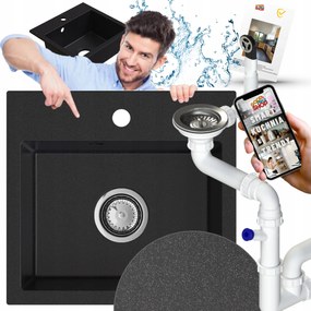 EgymedencĂ©s GrĂĄnit MosogatĂł CsepegtetĆ NĂ©lkĂŒl Fekete Pöttyös Szifon