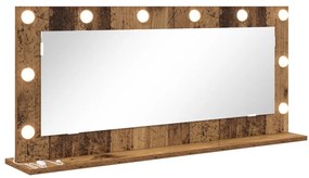 LED világításos sminktükör, régi fa, 100x45x18 cm