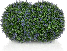 HOMCOM 2 db Műlevendula Készlet, 42 cm Benti Növény, Gömb Alakú Műnövény, Nagy Dekoratív Művirágok Otthonra, Irodába, Folyosóra, Kertbe, Lila+Zöld | A