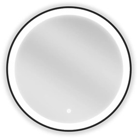 Mexen Esso kerek LED háttérvilágítású fürdőszobai tükör 60cm 6000K páramentes fűtőbetét fekete keret 9825-060-060-611-70