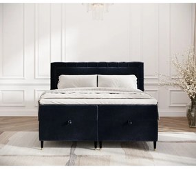 Sötétkék ágyneműtartós boxspring ágy 160x200 cm Voyage – Maison de Rêve