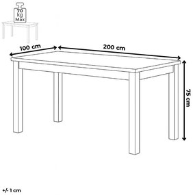 Tömör Tölgy Étkezőasztal 200×100 cm. DS-F200 DUB