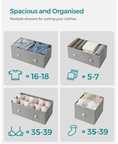 Tároló szekrény öt fiókkal, ruhás szekrény, fehér és világosszürke 80x30x85cm