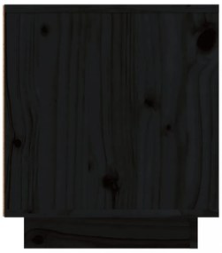 fekete tömör fenyőfa TV-szekrény 110x35x40,5 cm