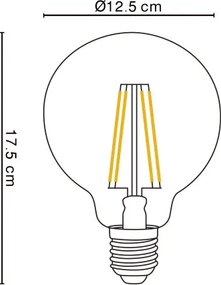 Globo 10586 Fényforrás LED átlátszó, GLOBE LED Filament, Ø:125, H:175, tartozék: 1xE27 LED 8.5W 230V, 1000lm, 3000K