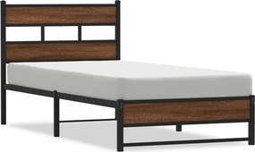 vidaXL barna tölgy színű fém ágykeret matrac nélkül 100 x 200 cm