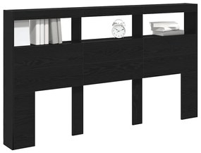 fekete tölgy színű áthidalószekrény LED-ekkel 180 x 17 x 102 cm