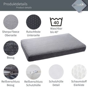 Kutyafekhely S 79 x 60 x 10 cm sötétszürke