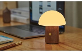 Fehér-sötét natúr színű LED asztali lámpa (magasság 12,5 cm) Alice Mushroom – Gingko