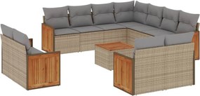 vidaXL 12 részes bézs polyrattan kerti ülőgarnitúra párnákkal
