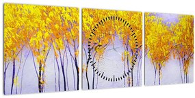 Sárga fák képe (órával) (90x30 cm)