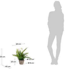 Művirág cement virágcserépben, magasság 35 cm - Kave Home