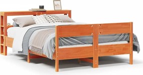 vidaXL viaszbarna tömör fenyőfa ágy matrac nélkül 140 x 200 cm