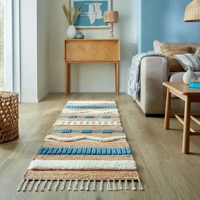 Kék-natúr színű kézi szövésű jutakeverék futószőnyeg 60x230 cm Medina Jute – Flair Rugs