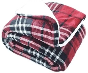 Luxus Extra meleg bárány takaró Káro piros mikroplüssből 150x200cm TiaHome