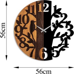 Wooden Clock 71 dió-fekete fa-fém falióra, Ø56 cm