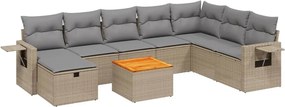 vidaXL 9 részes vegyes bézs polyrattan kerti ülőgarnitúra párnákkal