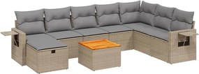 vidaXL 9 részes vegyes bézs polyrattan kerti ülőgarnitúra párnákkal